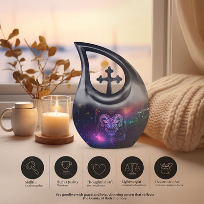  Zodiac Urn, Metal Cremation Urn 