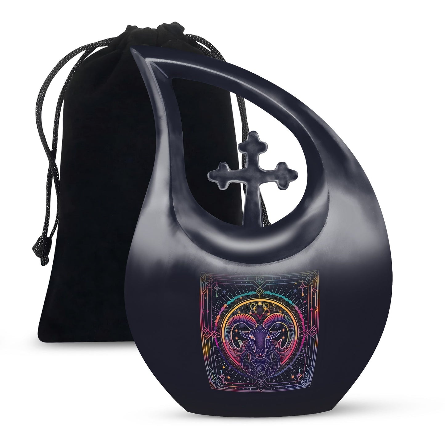 Zodiac-themed Aluminium Cross Drop urn 