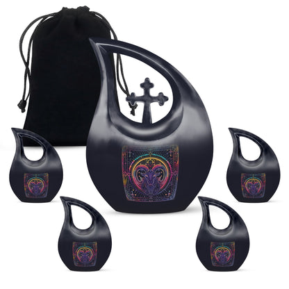 Zodiac-themed Aluminium Cross Drop urn 