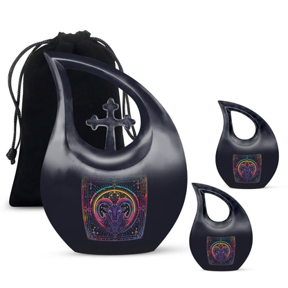 Zodiac-themed Aluminium Cross Drop urn 