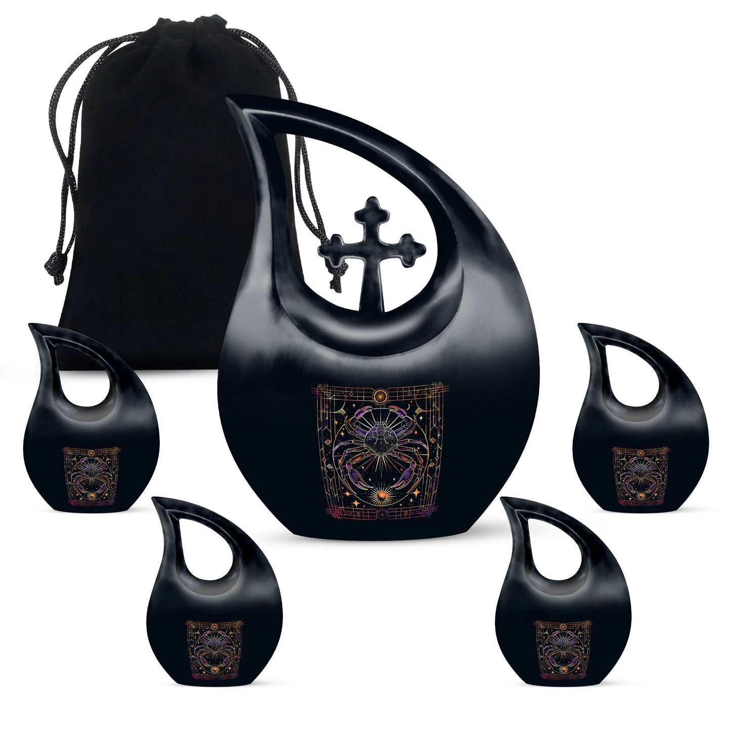 10 Inch Zodiac-themed Large Cremation Urn with Cross