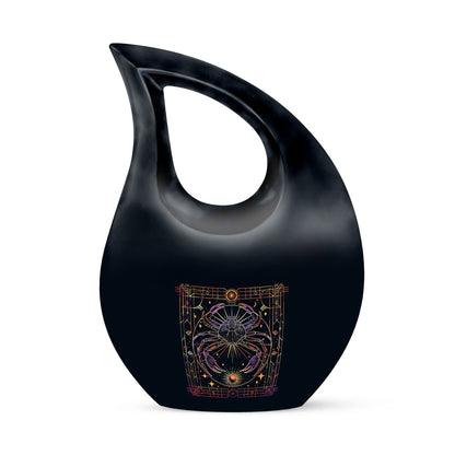 10 Inch Zodiac-themed Large Cremation Urn with Cross