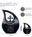 10 Inch Zodiac-themed Large Cremation Urn with Cross