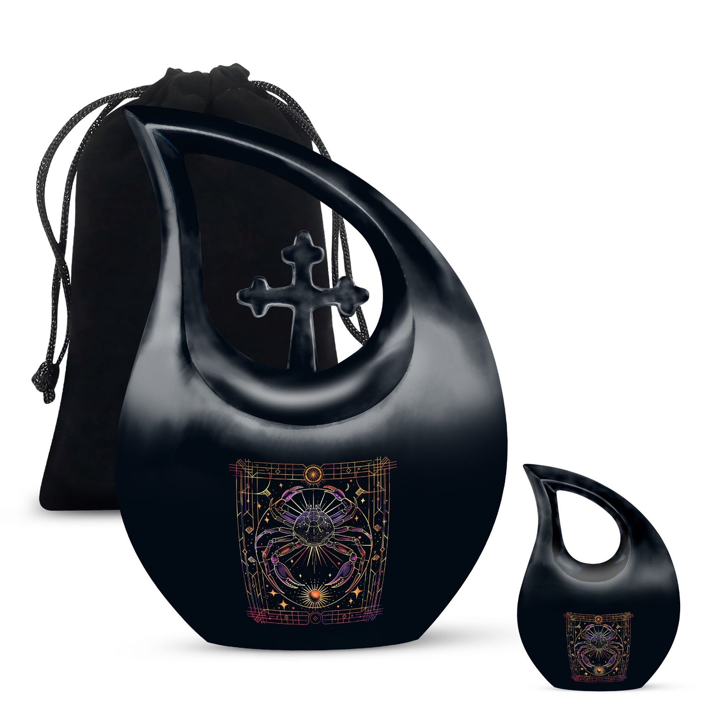 10 Inch Zodiac-themed Large Cremation Urn with Cross