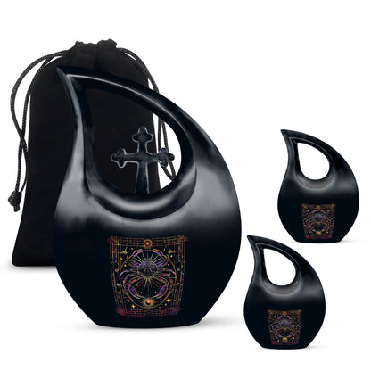 10 Inch Zodiac-themed Large Cremation Urn with Cross