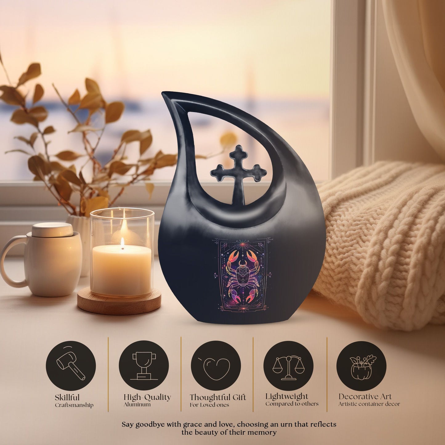 Cross Drop design Aluminium Garden Urn 