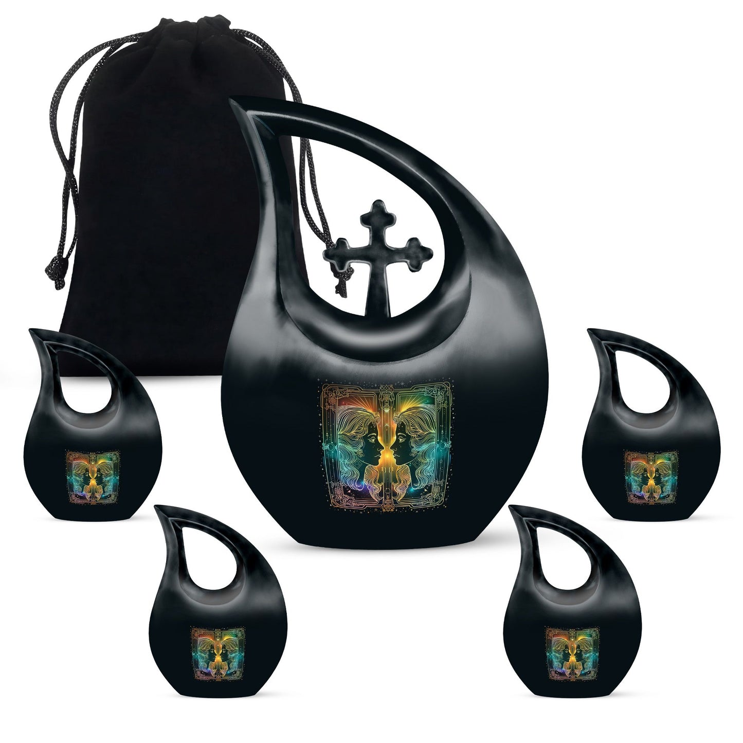 10-inch Zodiac-themed Cross Drop design cremation urn, 