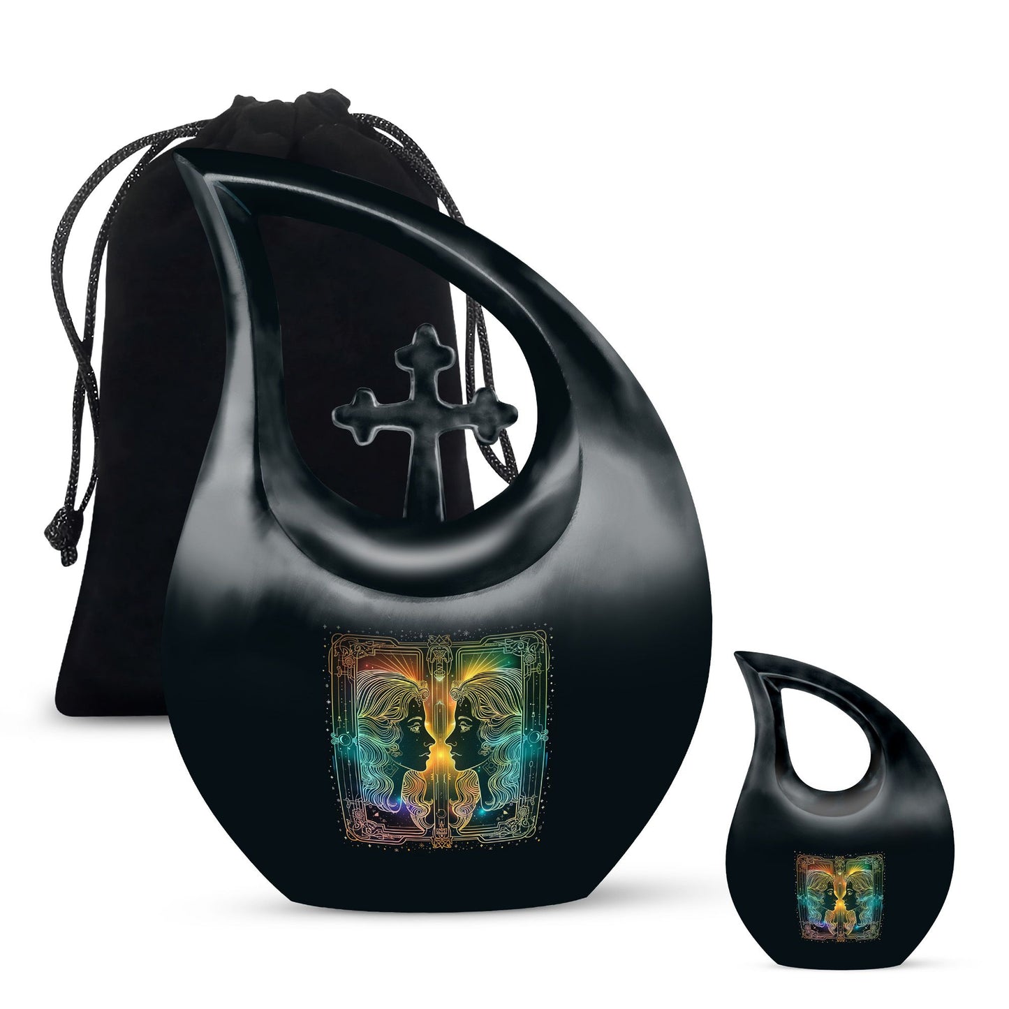 10-inch Zodiac-themed Cross Drop design cremation urn, 