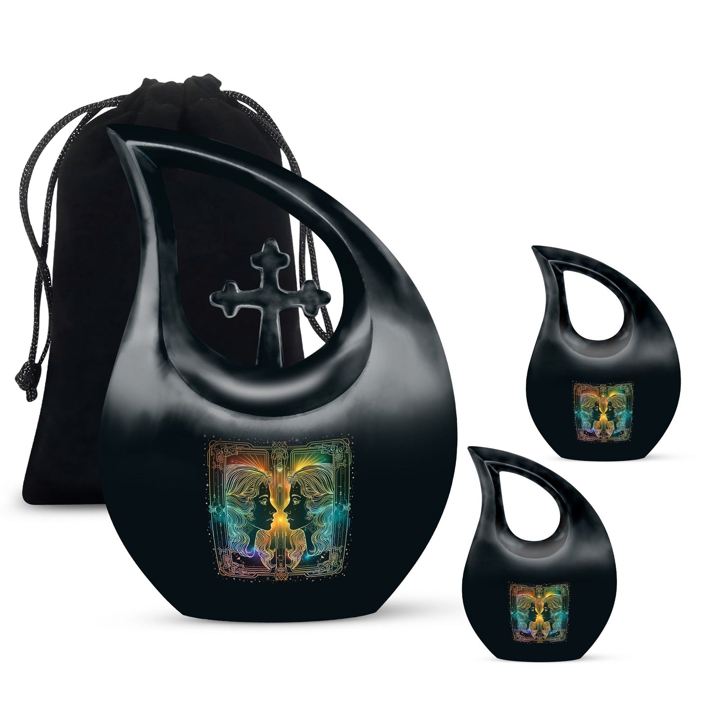 10-inch Zodiac-themed Cross Drop design cremation urn, 