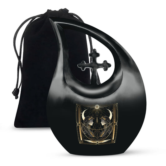 Zodiac theme Cross Drop large urn for ashes personalized