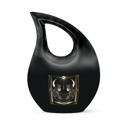 Zodiac theme Cross Drop large urn for ashes personalized