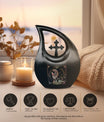 Zodiac Urn with Cross Drop design for ashes