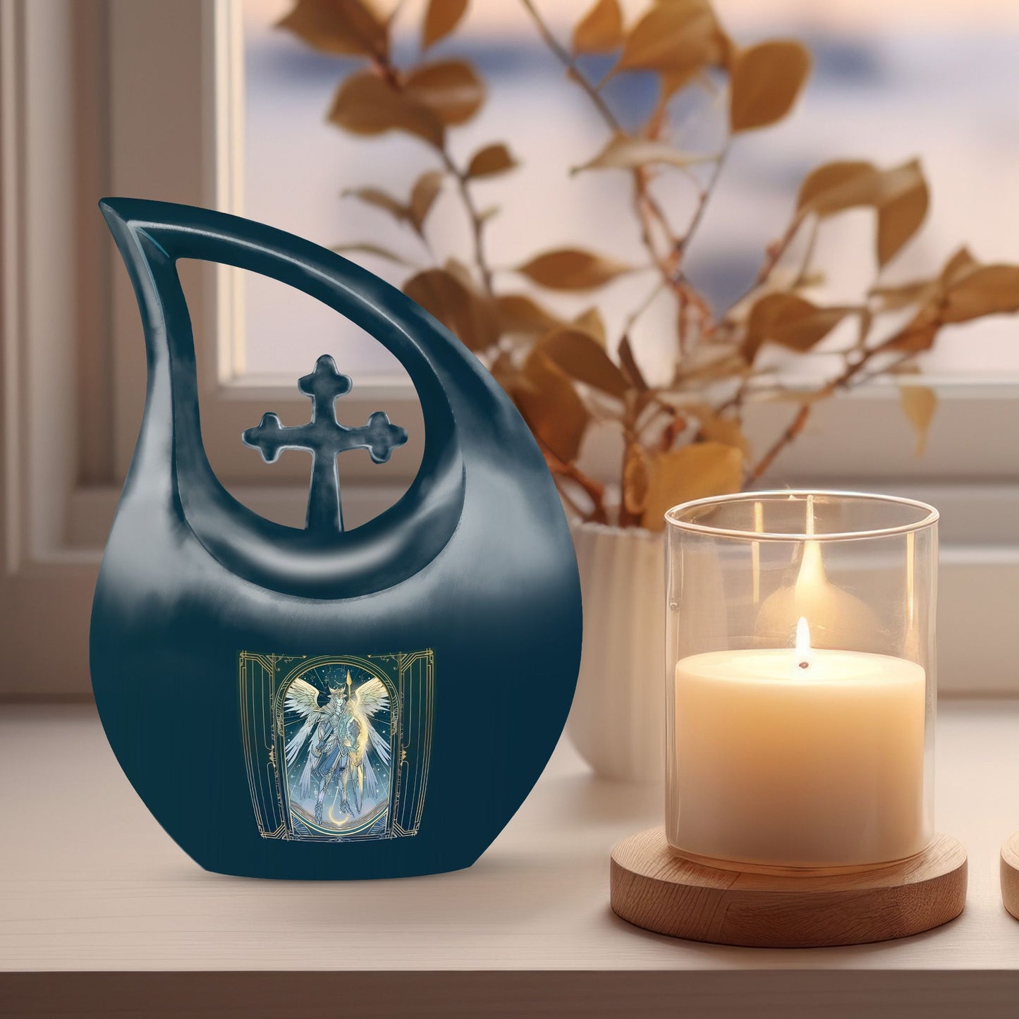 10-inch Zodiac Cross Drop Urn, aluminum made, 