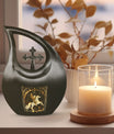 10-inch Zodiac Urn with Cross Drop design, offering 