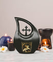 10-inch Zodiac Urn with Cross Drop design, offering 