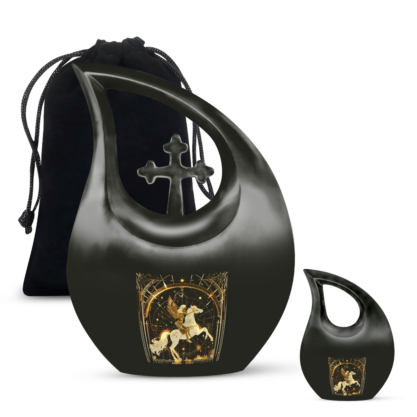 10-inch Zodiac Urn with Cross Drop design, offering 