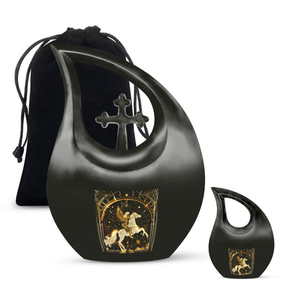 10-inch Zodiac Urn with Cross Drop design, offering 