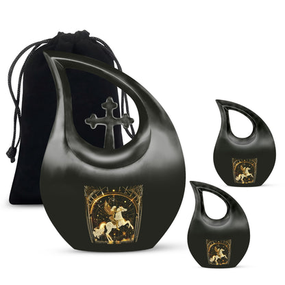 10-inch Zodiac Urn with Cross Drop design, offering 