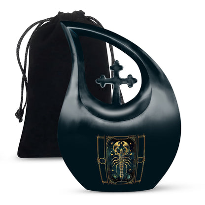 10-inch Zodiac themed Cross Drop memorial urn 