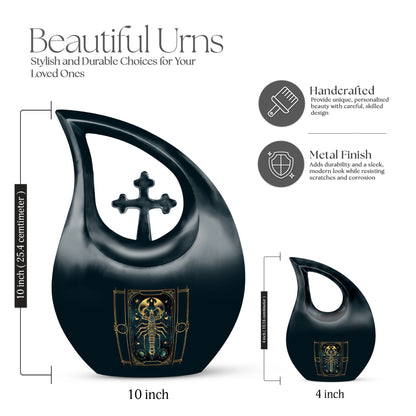 10-inch Zodiac themed Cross Drop memorial urn 