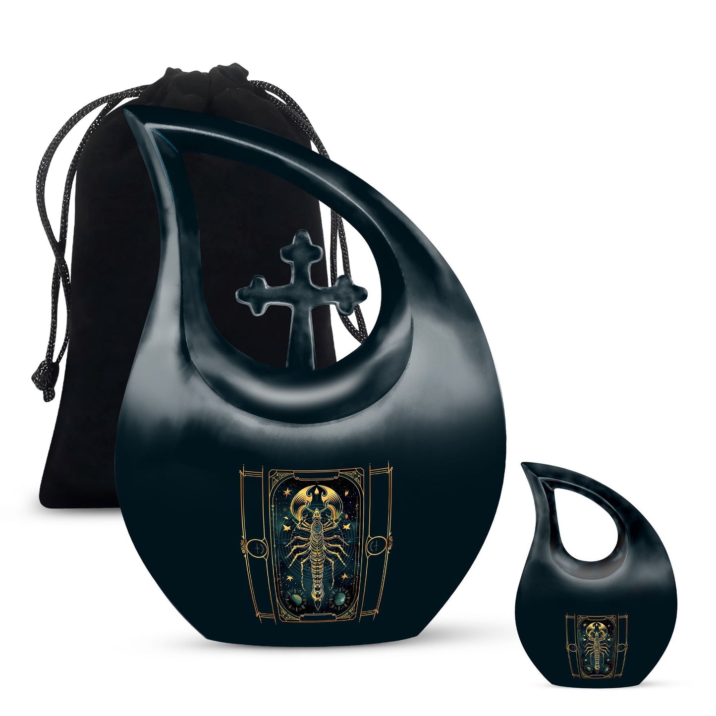 10-inch Zodiac themed Cross Drop memorial urn 