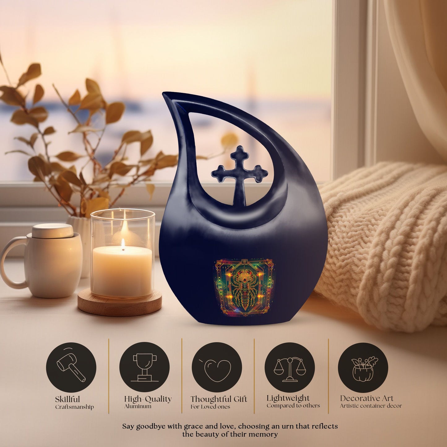 10-inch Zodiac Themed Memorial Urn