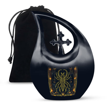 10 inch Zodiac-themed Cross Drop Mini Urn 