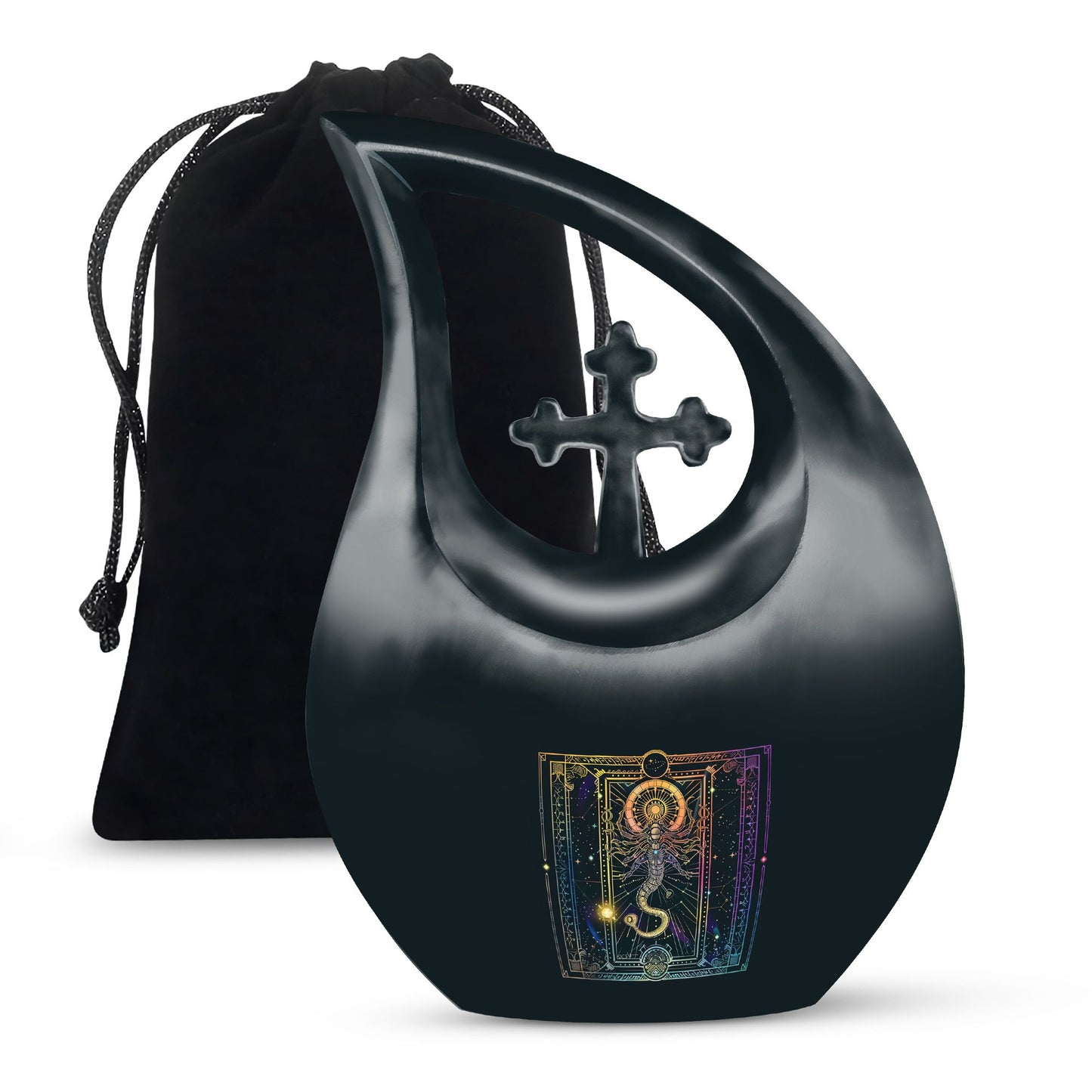 10 inch Zodiac themed Cross Drop Design Mini Urn 