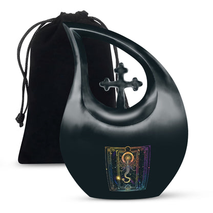 10 inch Zodiac themed Cross Drop Design Mini Urn 