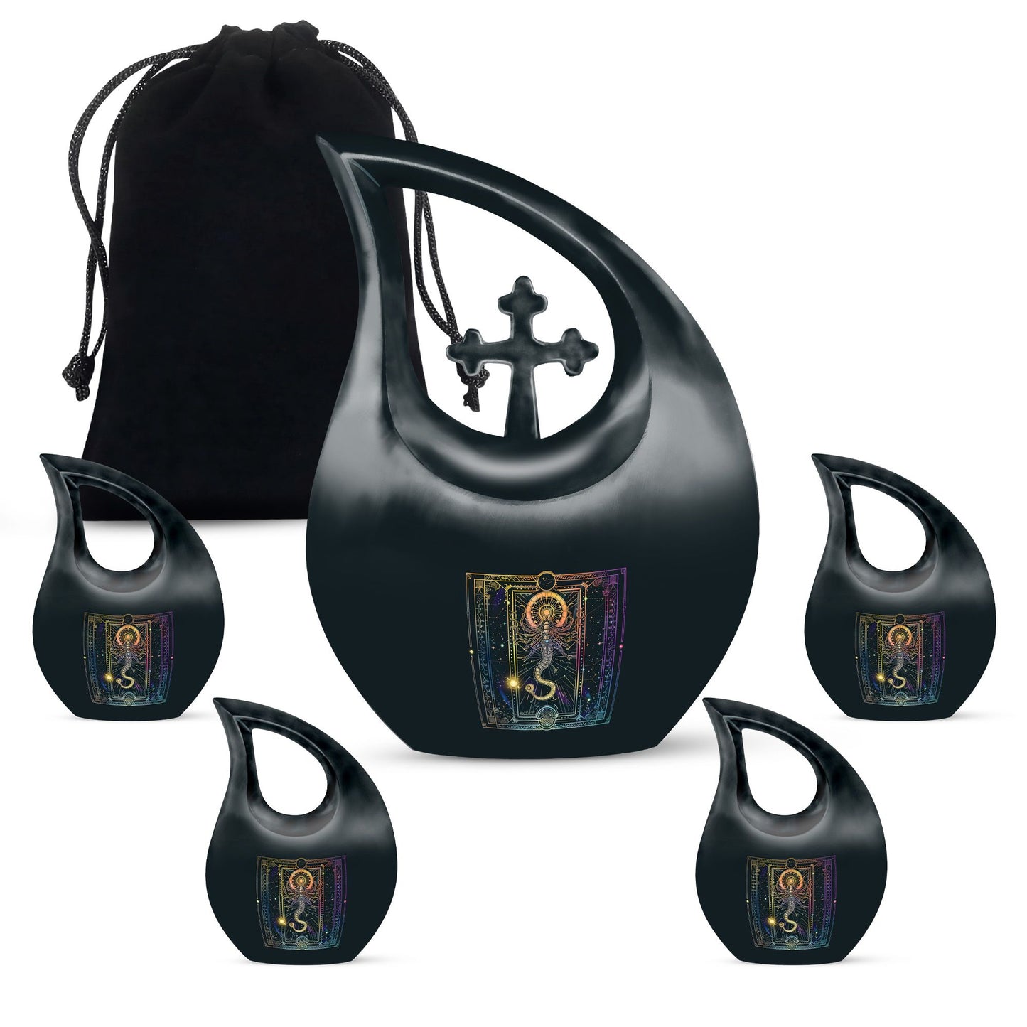 10 inch Zodiac themed Cross Drop Design Mini Urn 