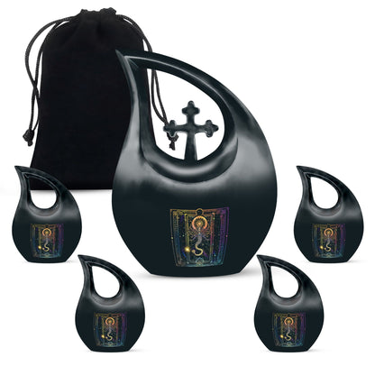 10 inch Zodiac themed Cross Drop Design Mini Urn 