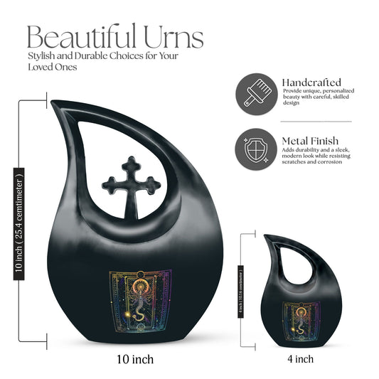 10 inch Zodiac themed Cross Drop Design Mini Urn 