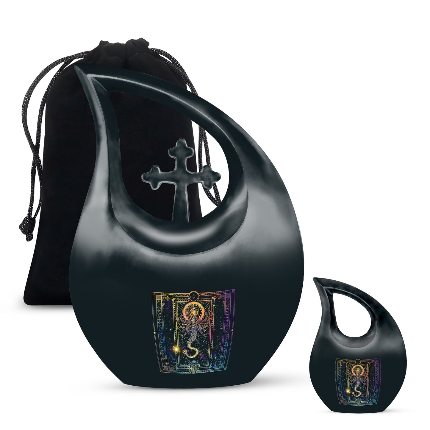 10 inch Zodiac themed Cross Drop Design Mini Urn 