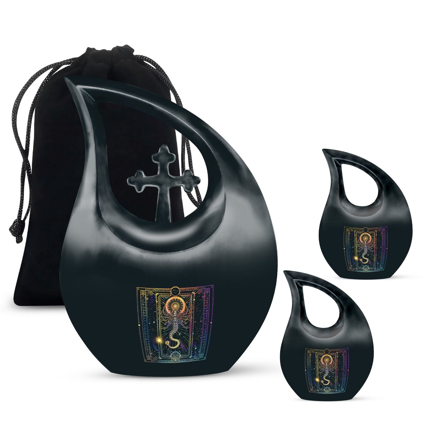 10 inch Zodiac themed Cross Drop Design Mini Urn 