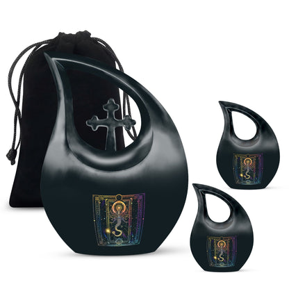 10 inch Zodiac themed Cross Drop Design Mini Urn 