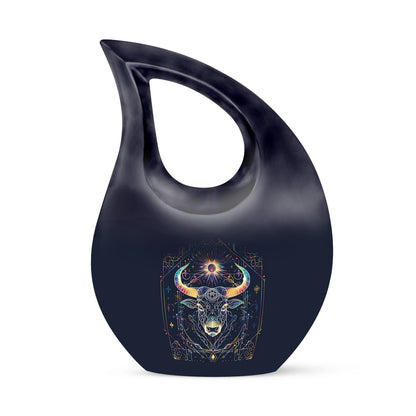 10-inch Zodiac Urn with Cross Drop Design, customizable 