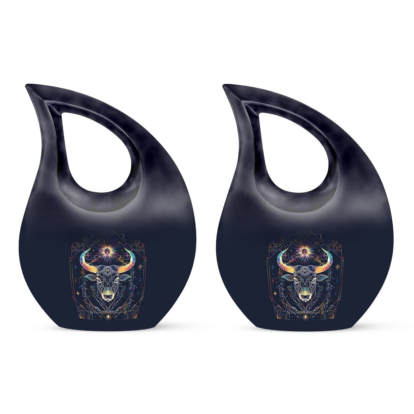10-inch Zodiac Urn with Cross Drop Design, customizable 