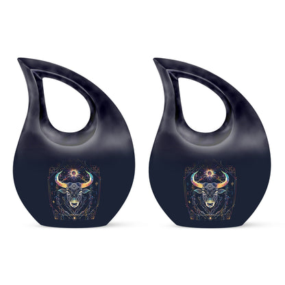 10-inch Zodiac Urn with Cross Drop Design, customizable 