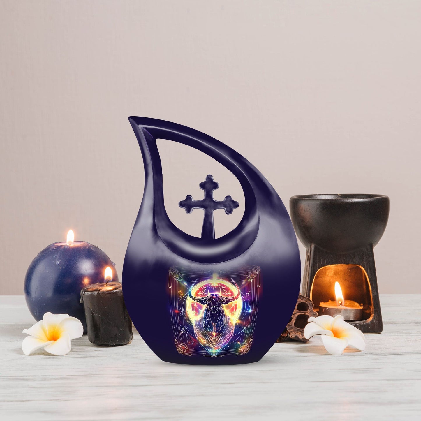 10 Inch Zodiac Urn with Cross Drop design