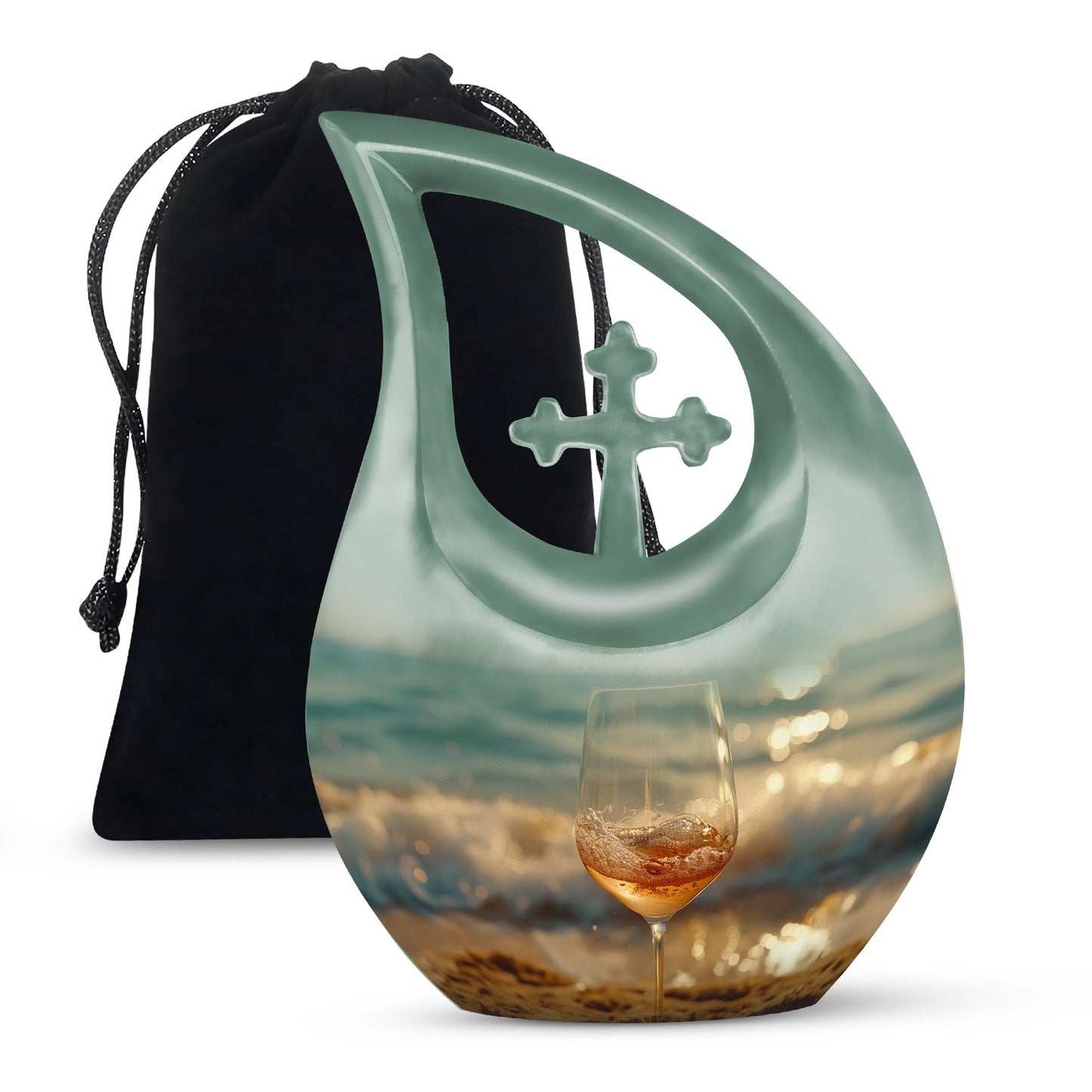 10 inch Wine Urn with Cross Drop design, 