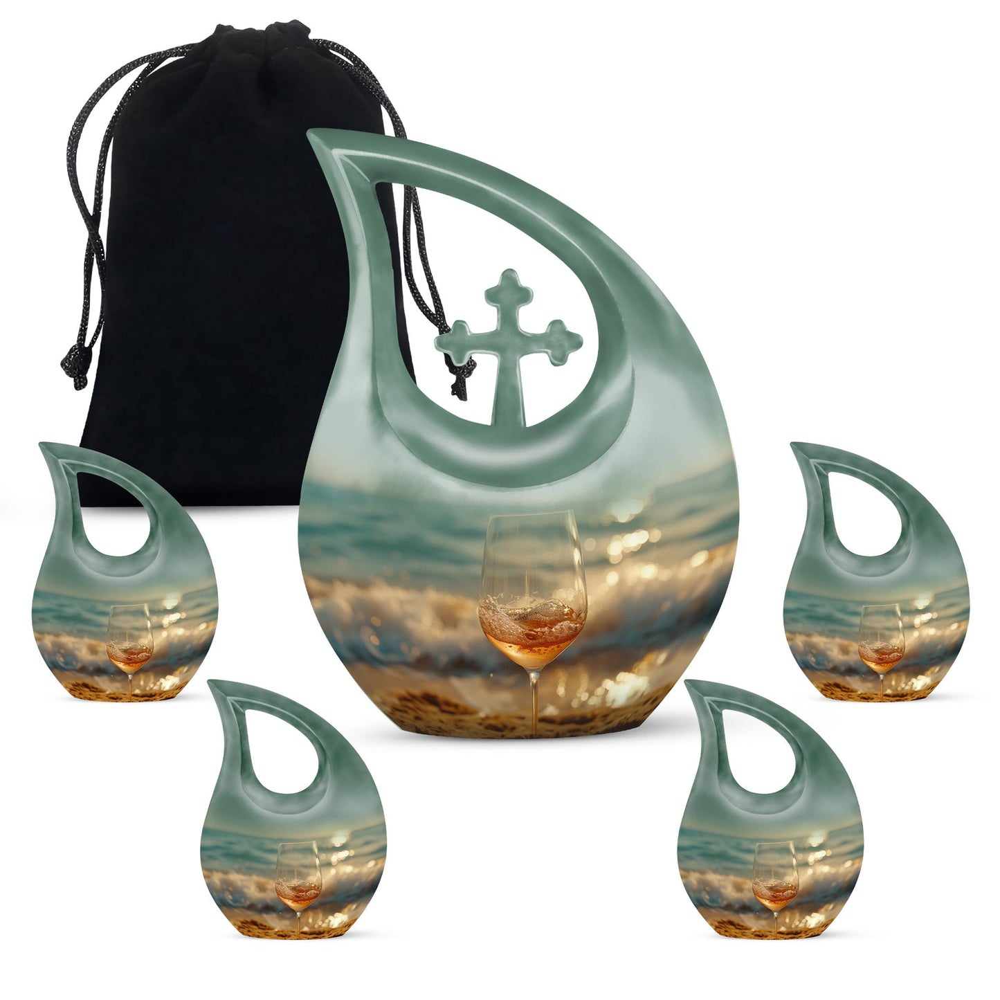 10 inch Wine Urn with Cross Drop design, 