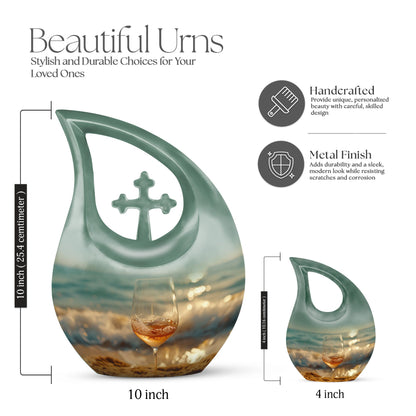 10 inch Wine Urn with Cross Drop design, 