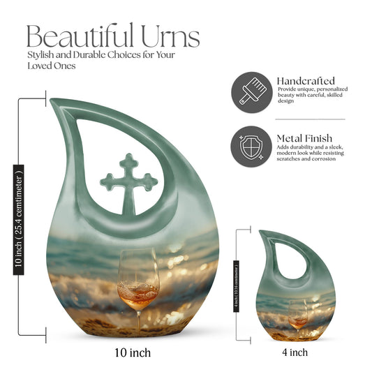 10 inch Wine Urn with Cross Drop design, 