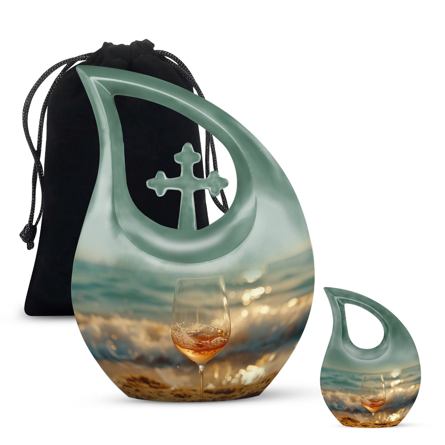 10 inch Wine Urn with Cross Drop design, 