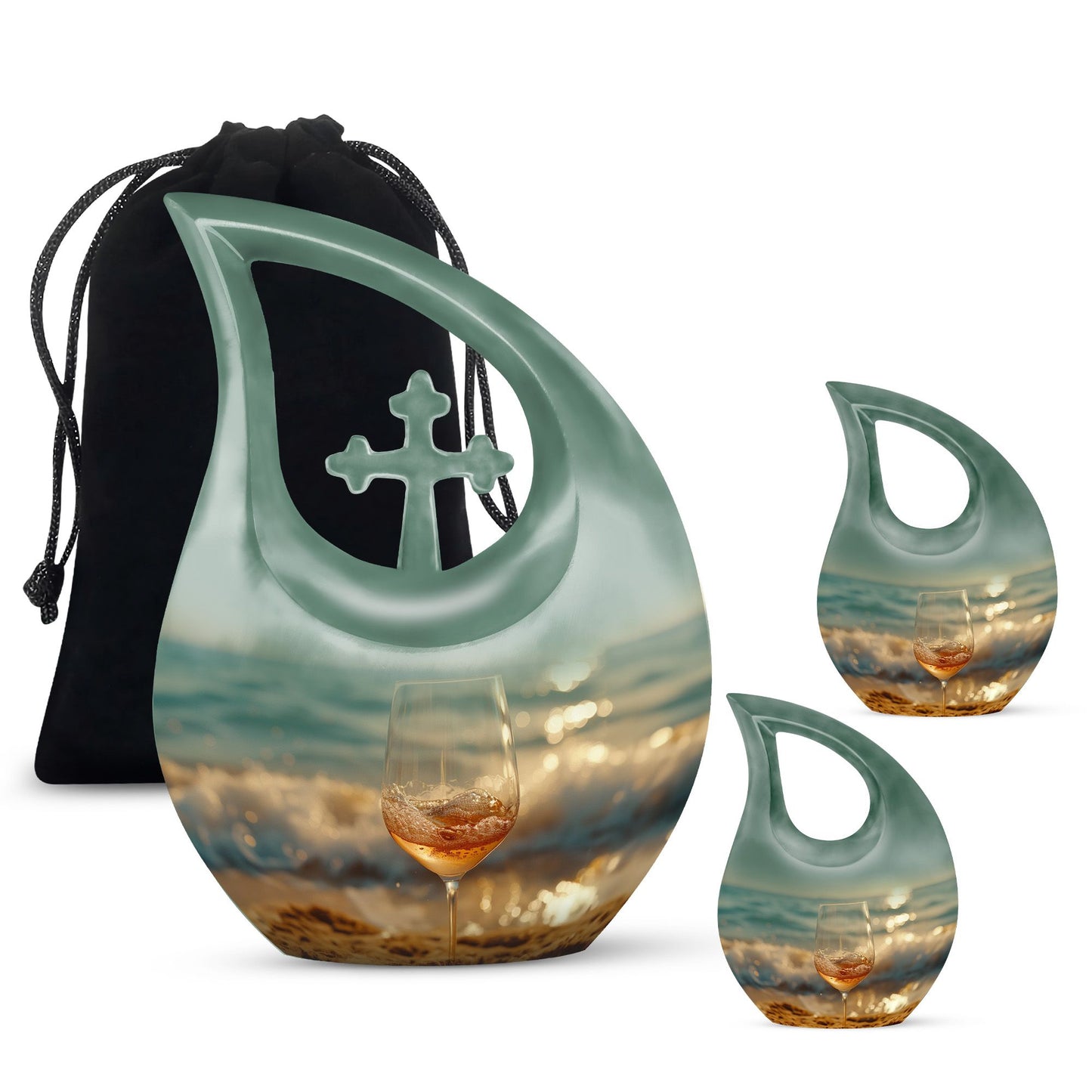 10 inch Wine Urn with Cross Drop design, 