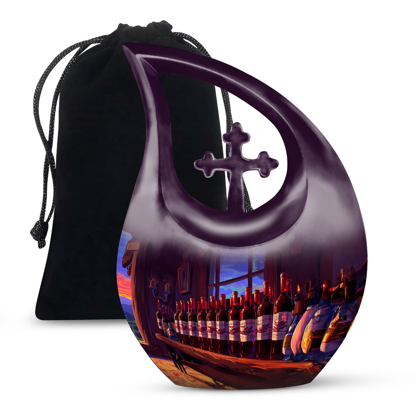 10-inch Wine Urn with Cross Drop design,