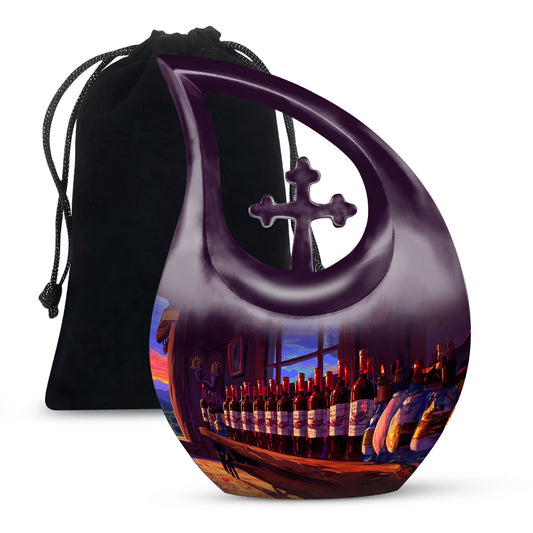 10-inch Wine Urn with Cross Drop design,