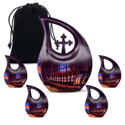 10-inch Wine Urn with Cross Drop design,