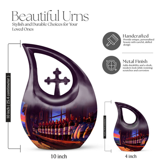 10-inch Wine Urn with Cross Drop design,