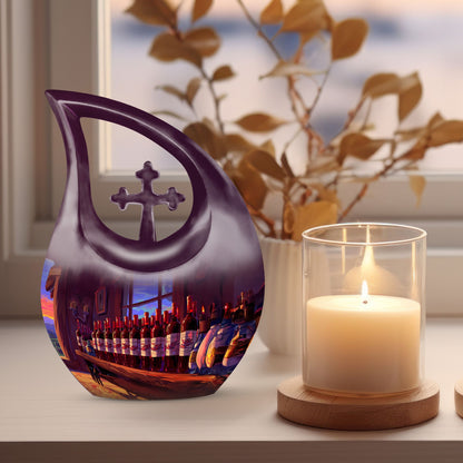 10-inch Wine Urn with Cross Drop design,
